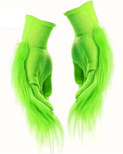 Grinch Handschuhe mit Kunstfell – Kobold