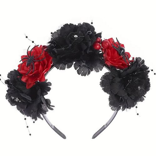 La Catrina Haarreif mit Spinnen und Blumen