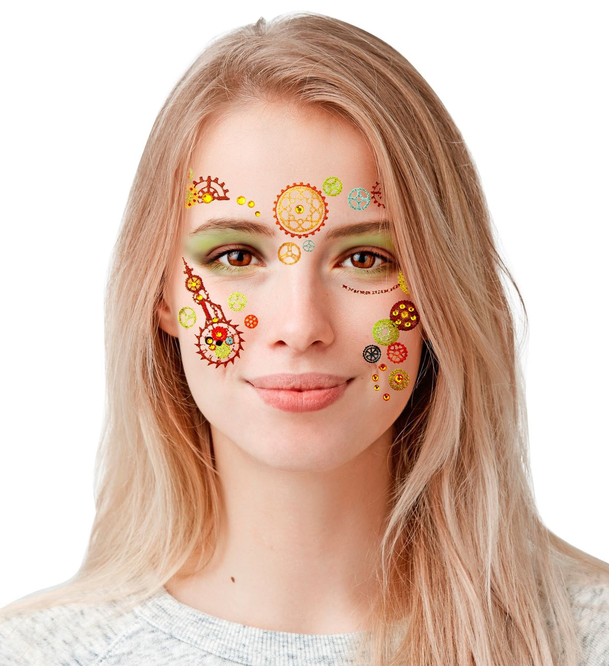 Steampunk Zahnrad Sticker mit Steinchen