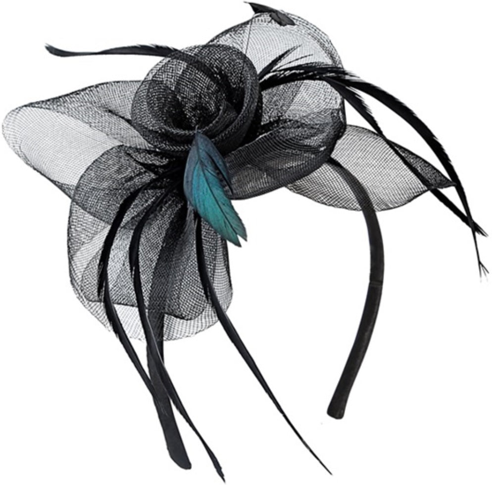 Cocktail Haarschmuck mit Feder- und Tüllverzierung