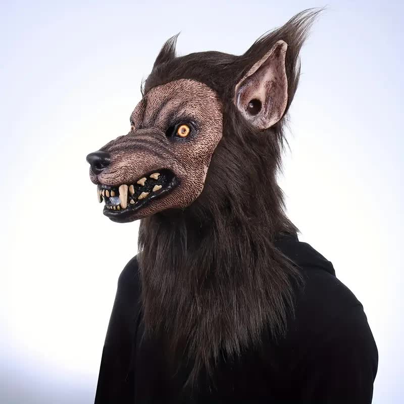 Werwolf Latexmaske mit Kunstfell