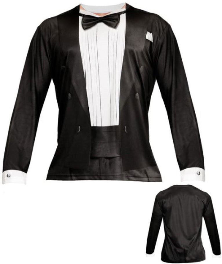 007 Shirt Agent Kostüm mit Anzug-Print