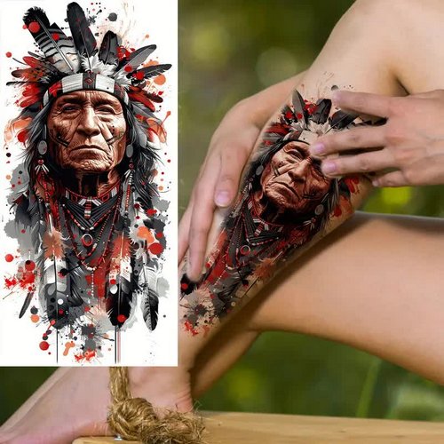 Indianer Häuptling Tattoo – Klebetattoo