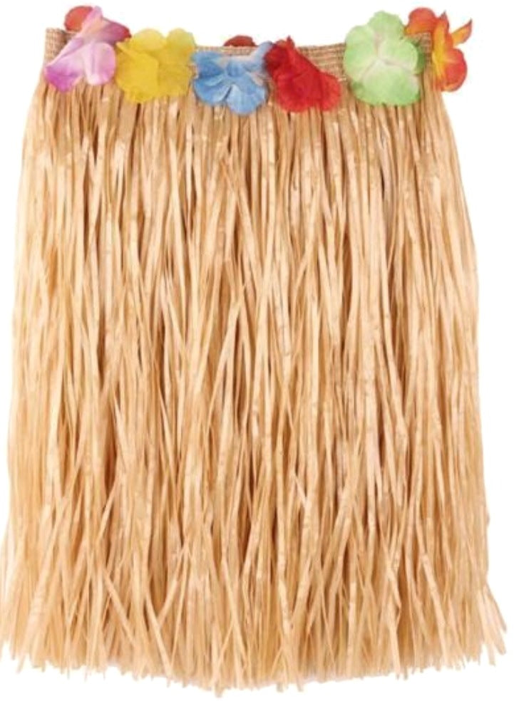 Hawaiirock mit Blumen – Bastrock aus Plastik