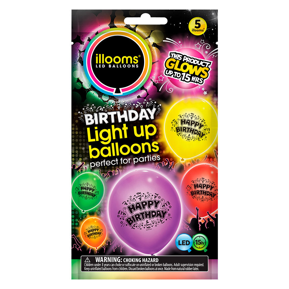 LED Ballons Happy Birthday – 5 Stück