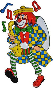 Clown Dekoration mit Saxophon zum Aufhängen