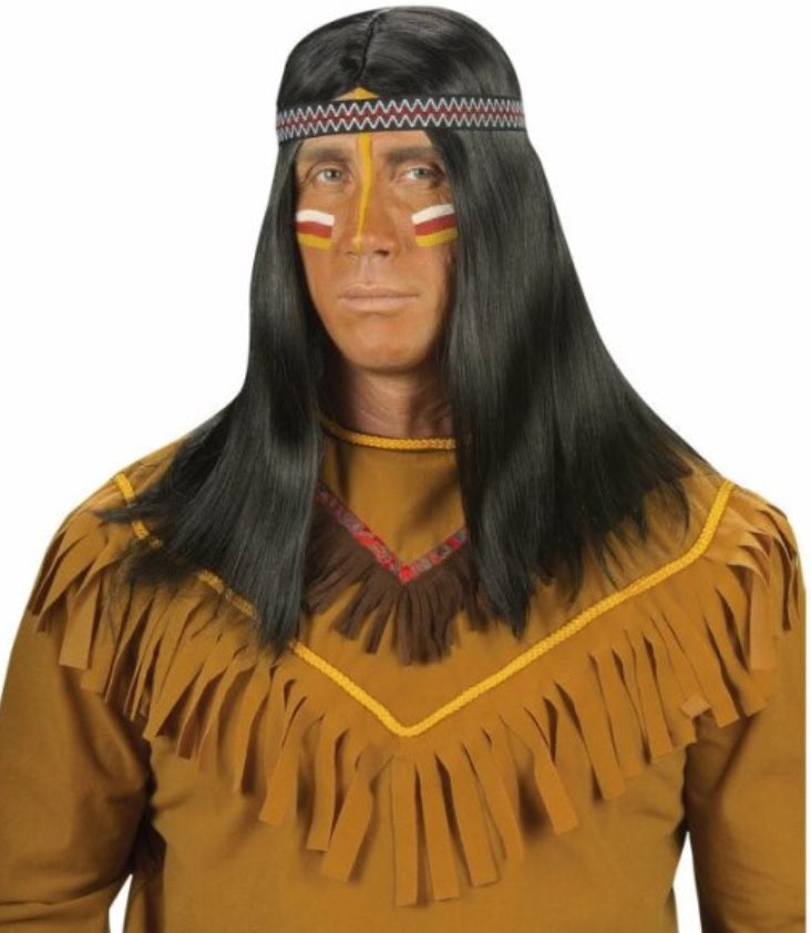 Indianer Perücke mit Stirnband für Herren