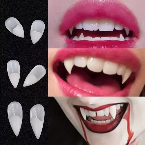 Vampirzähne mit Kleber – 4 Paar